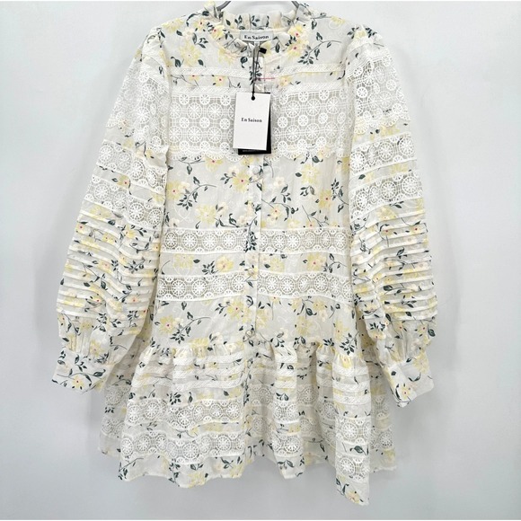 En Saison Dresses & Skirts - En Saison Lou Lou Floral Lace Long Sleeve Mini Dress sz XS NWT A-line